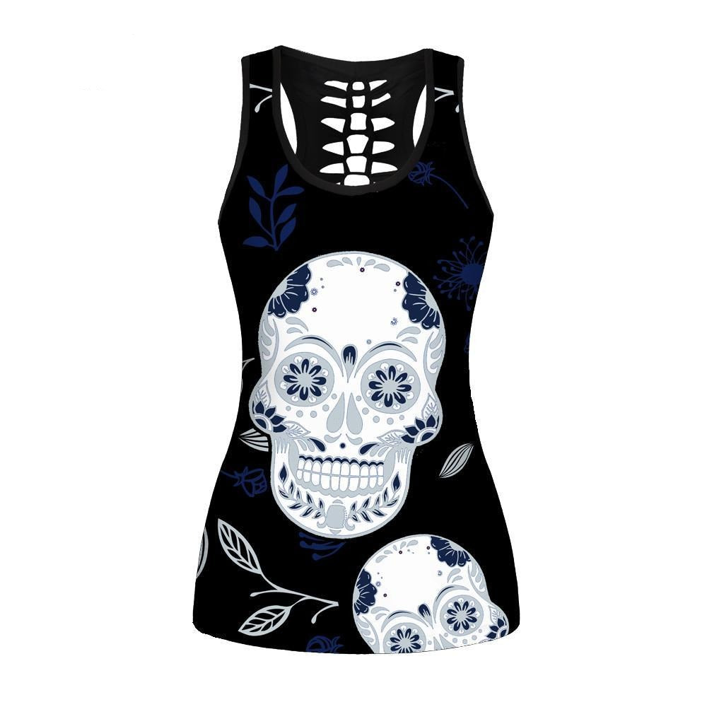 Sexy Slim Gothic Skull Head Women Tank Tops