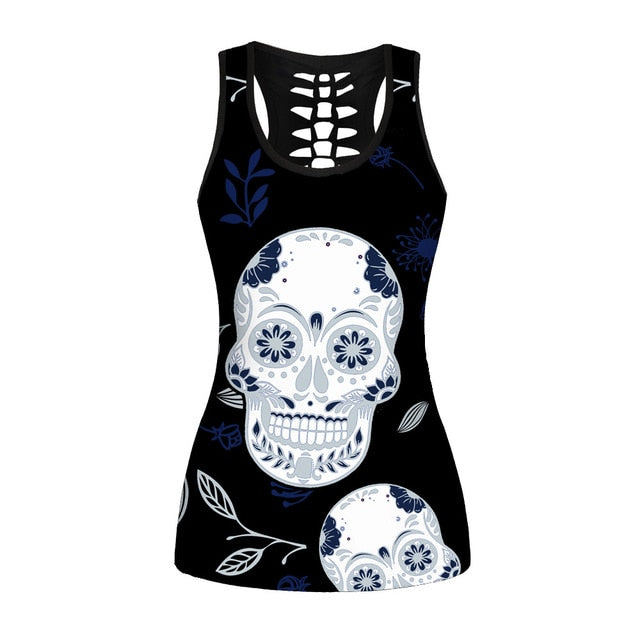 Sexy Slim Gothic Skull Head Women Tank Tops