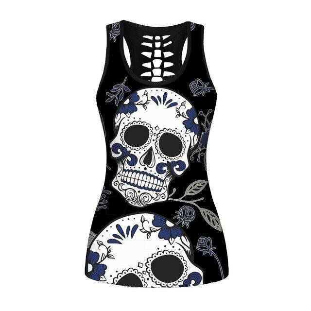 Sexy Slim Gothic Skull Head Women Tank Tops