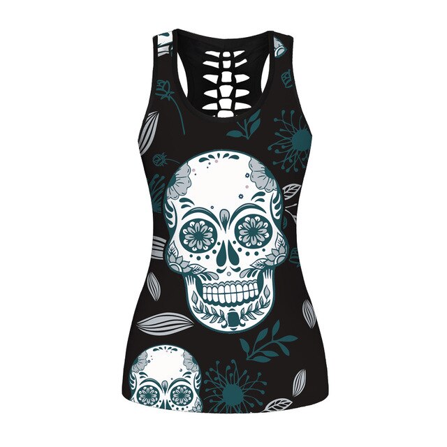 Sexy Slim Gothic Skull Head Women Tank Tops