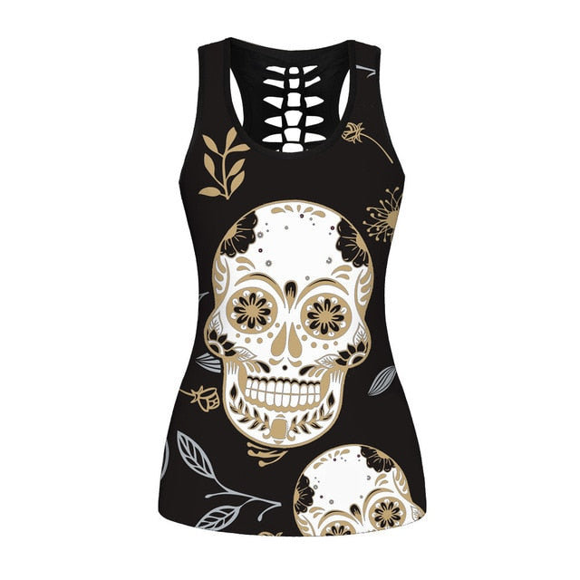 Sexy Slim Gothic Skull Head Women Tank Tops