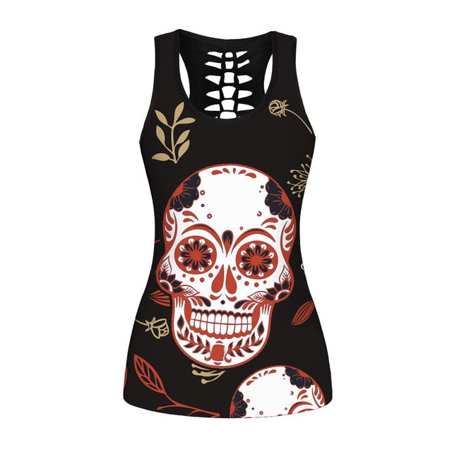 Sexy Slim Gothic Skull Head Women Tank Tops