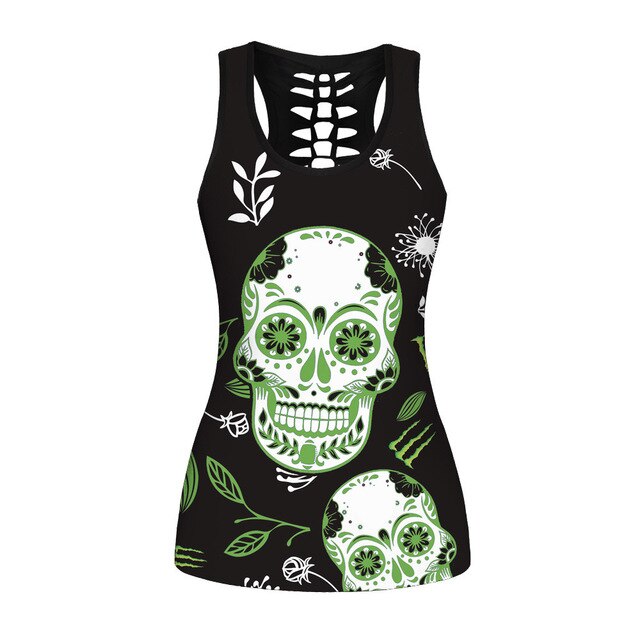 Sexy Slim Gothic Skull Head Women Tank Tops