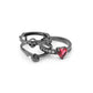 Gothic Skull Finger Silver Color Wedding Rings Set For Women Girl Red Heart Crystal CZ Rose Flower Trendy Jewelry Gift Rings