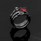 Gothic Skull Finger Silver Color Wedding Rings Set For Women Girl Red Heart Crystal CZ Rose Flower Trendy Jewelry Gift Rings