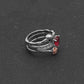 Gothic Skull Finger Silver Color Wedding Rings Set For Women Girl Red Heart Crystal CZ Rose Flower Trendy Jewelry Gift Rings