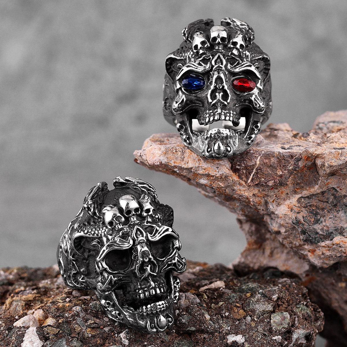 Skull Evil Eyes Stainless Steel Mens Rings Punk Jewelry Creativity Gift