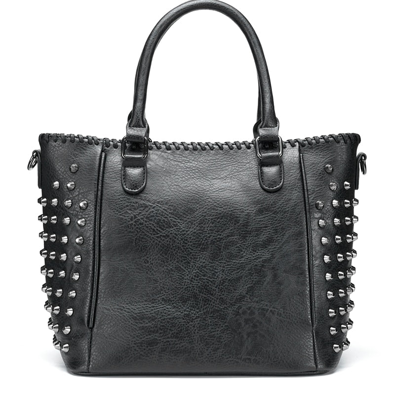 New Rivet Women Bag Pu Leather Crossbody Bag Purse Skull Handbag Quality Punk Shoulder Bag with Wallet Messenger Bag