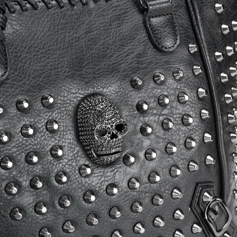 New Rivet Women Bag Pu Leather Crossbody Bag Purse Skull Handbag Quality Punk Shoulder Bag with Wallet Messenger Bag