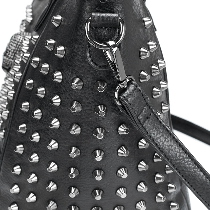 New Rivet Women Bag Pu Leather Crossbody Bag Purse Skull Handbag Quality Punk Shoulder Bag with Wallet Messenger Bag