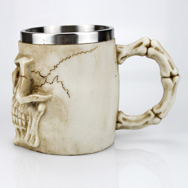 Skull Mug Contain Viking Skeleton Death Grim Knight Gothic Design Coffee Beer Tankard Mugs