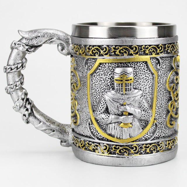 Skull Mug Contain Viking Skeleton Death Grim Knight Gothic Design Coffee Beer Tankard Mugs