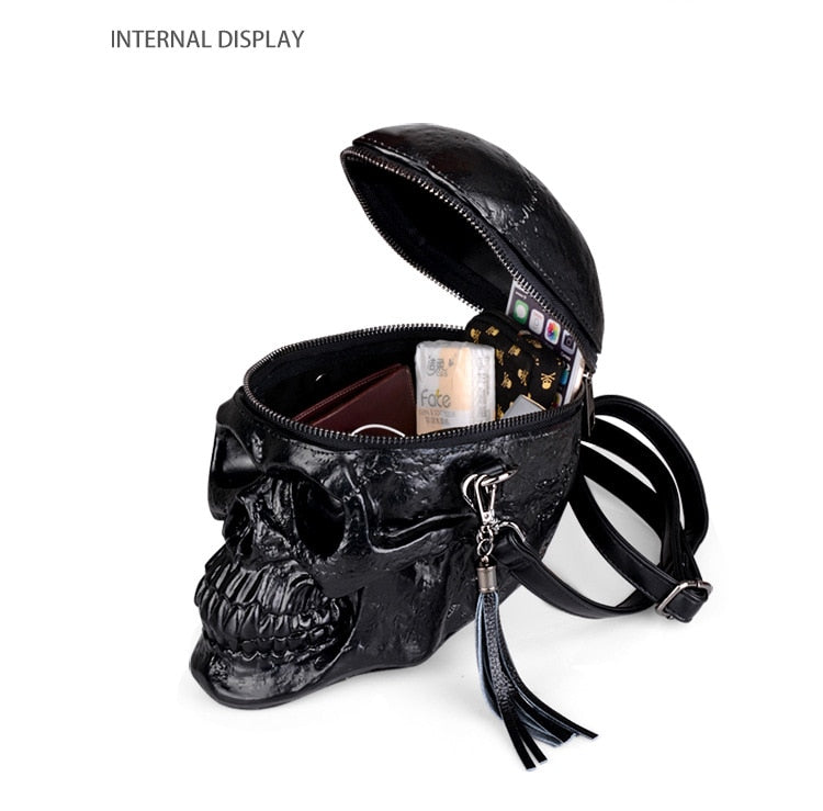 Originality Women Bag Funny Skeleton Head Black handbad Single Package Fashion Designer Satchel Package Skull Bags