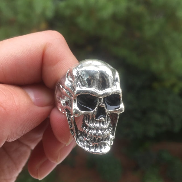 Gothic Punk Satanic Devil Skull Ring Vintage Steampunk Stainless Steel Ring Hiphop Motorcycle Rock Biker Jewelry