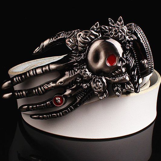 Cool fashion male leather belt metal buckle Skull devil palm design