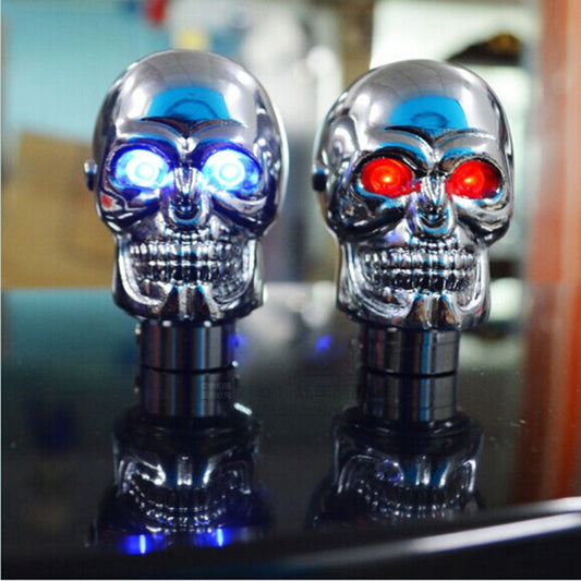 Universal Skull Head Auto Car Aluminium Alloy Gear Stick Shift Shifter Lever Knob with Led Light