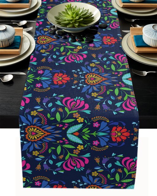 Mexican Skull Table Runner Wedding Table Decor Party Dining Table Runner Home Hotel Decoration Tablecloth Placemat