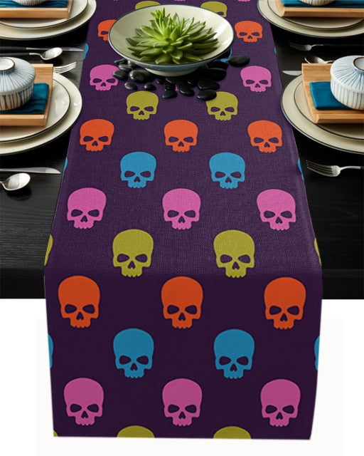 Mexican Skull Table Runner Wedding Table Decor Party Dining Table Runner Home Hotel Decoration Tablecloth Placemat