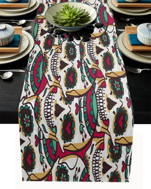 Mexican Skull Table Runner Wedding Table Decor Party Dining Table Runner Home Hotel Decoration Tablecloth Placemat