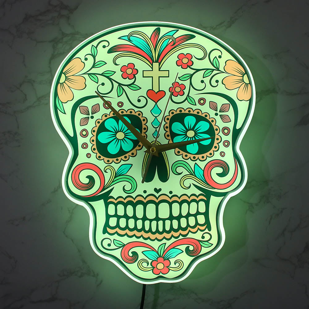 Mexican Dia De Los Muertos Day of the Dead Wall Clock