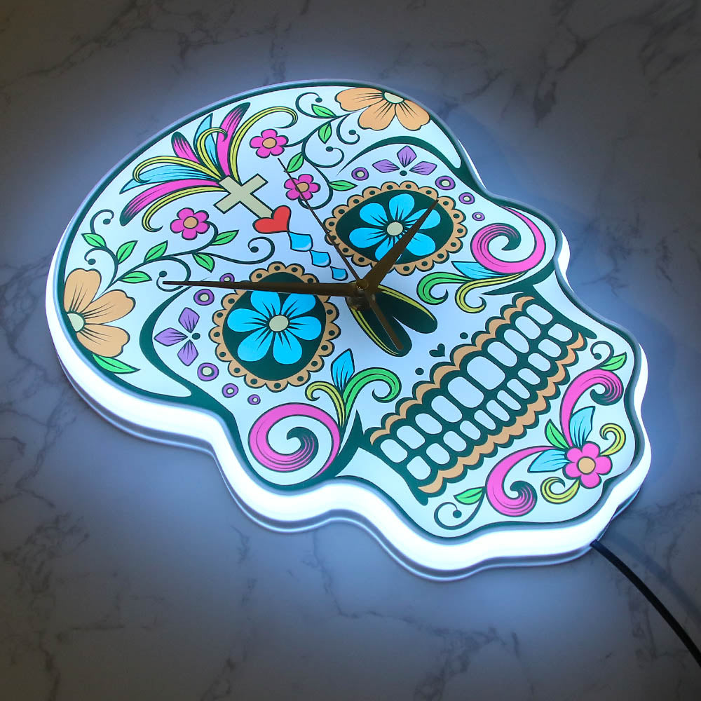 Mexican Dia De Los Muertos Day of the Dead Wall Clock