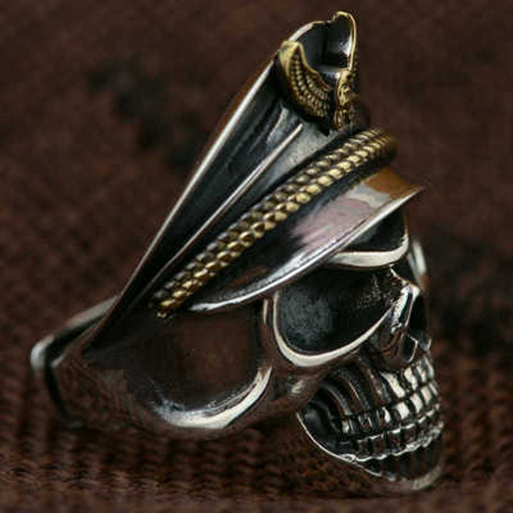 Gothic Punk Ring For Men Retro Skeleton Devil Male Ring Stainless Steel Skull Adjustable Adjustable Exaggeration