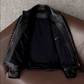Original Leather Motorcycle Jacket Skull Embroidery Top Layer Cowhide Clothing Slim Fit Black Slim Male Coat