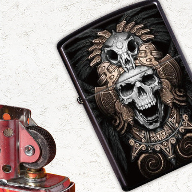 Windproof Lighter Metal Fashion Exquisite Skull Figure Grinding Wheel Lighter Cigarette Accessories