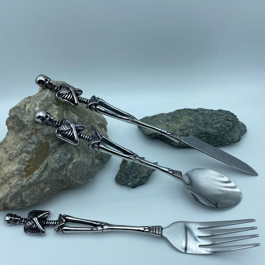 stainless steel skull fork and spoon jewelry accessories