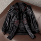 Spring Original Leather Motorcycle Jacket Skull Embroidery Top Layer Cowhide Clothing Slim Fit Black Slim Coat