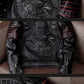 Spring Original Leather Motorcycle Jacket Skull Embroidery Top Layer Cowhide Clothing Slim Fit Black Slim Coat