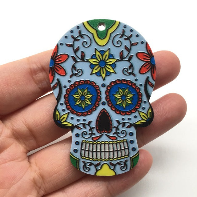 20pcs Acrylic Skull Charms Flora Sugar Skull Halloween Charms For Keychain Necklace