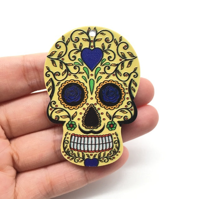 20pcs Acrylic Skull Charms Flora Sugar Skull Halloween Charms For Keychain Necklace