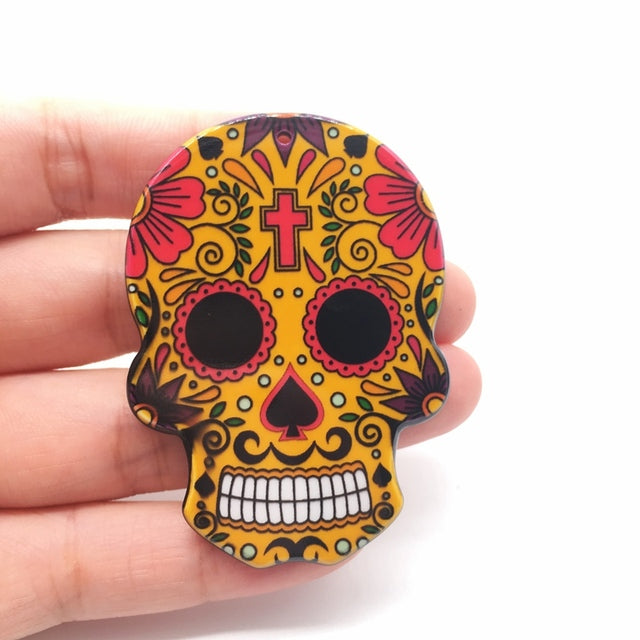 20pcs Acrylic Skull Charms Flora Sugar Skull Halloween Charms For Keychain Necklace