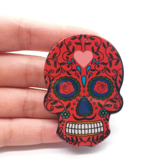 20pcs Acrylic Skull Charms Flora Sugar Skull Halloween Charms For Keychain Necklace