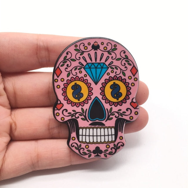 20pcs Acrylic Skull Charms Flora Sugar Skull Halloween Charms For Keychain Necklace