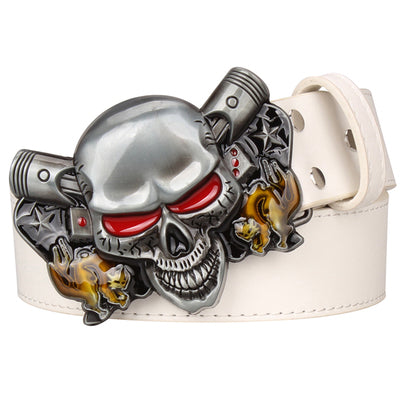 Wild exaggerated style belt Joker Poker metal buckle belts demon clown skull
