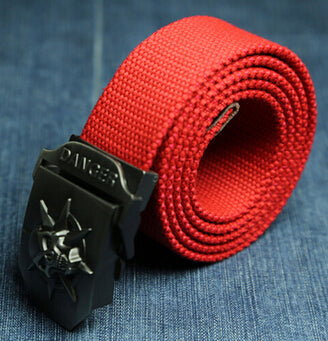 Canvas belt skull Metal tactics woven belt canvas belt Casual pants Cool