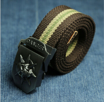 Canvas belt skull Metal tactics woven belt canvas belt Casual pants Cool