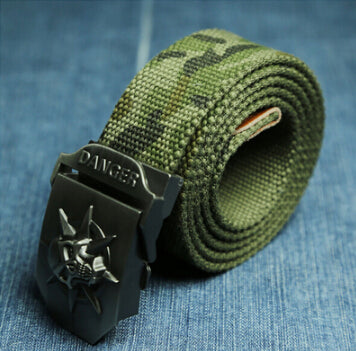 Canvas belt skull Metal tactics woven belt canvas belt Casual pants Cool