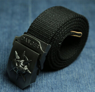 Canvas belt skull Metal tactics woven belt canvas belt Casual pants Cool