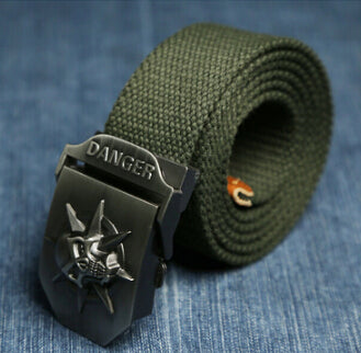 Canvas belt skull Metal tactics woven belt canvas belt Casual pants Cool