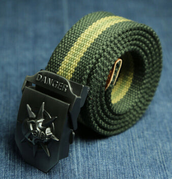 Canvas belt skull Metal tactics woven belt canvas belt Casual pants Cool