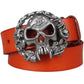 Genuine Leather belt metal buckle flame Skull belt bad bone belt