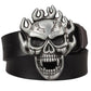 Genuine Leather belt metal buckle flame Skull belt bad bone belt