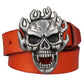 Genuine Leather belt metal buckle flame Skull belt bad bone belt