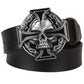 Genuine Leather belt metal buckle flame Skull belt bad bone belt