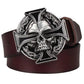 Genuine Leather belt metal buckle flame Skull belt bad bone belt