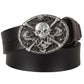 Genuine Leather belt metal buckle flame Skull belt bad bone belt