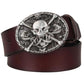 Genuine Leather belt metal buckle flame Skull belt bad bone belt